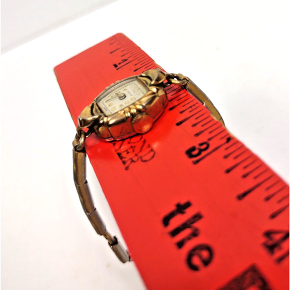 Vintage Orvin 17 Jewels Classic Womens Watch Manual Wind Gold Tone Stretch Band - Picture 5 of 9